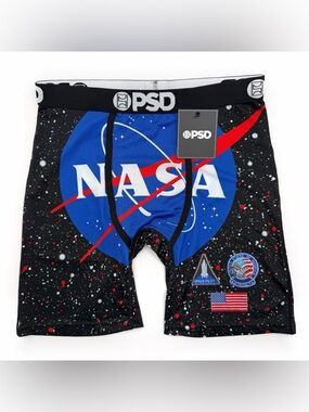 NWT New PSD NASA Space Boxer Briefs Mens Size Medium Underwear Black Blue Red
